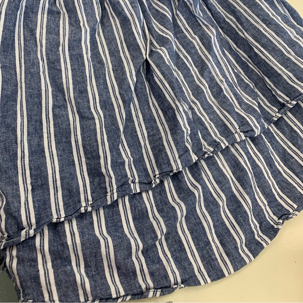 Max Studio Navy and White Striped A-Line Linen Skirt - Picture 7 of 7